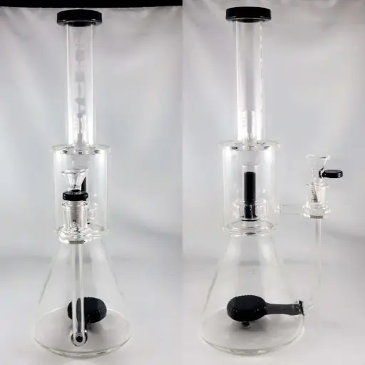 Pulsar 13" Beaker With Fixed Stem & Double Perc